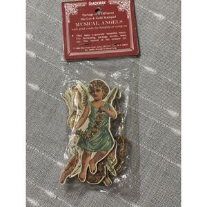Vtg 1986 Merrimack Angel Gift Tag/Ornaments Gold Stamped  Die Cut Pk Of 6